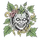 gluttony and weed leaf intertwined tattoo design idea