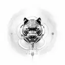 A sci-fi inspired tattoo featuring a panther with cybernetic enhancements tattoo design idea