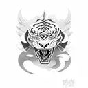 A majestic dragon wrapped around a tiger in a fierce battle tattoo design idea