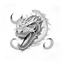 A majestic dragon wrapped around a tiger in a fierce battle tattoo design idea