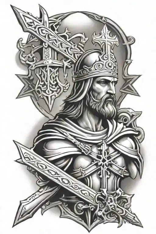 knight templar jesus cross tattoo design idea