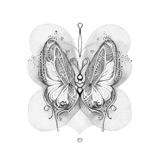 heart shaped butterfly tattoo design idea
