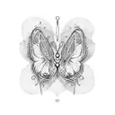 heart shaped butterfly tattoo design idea