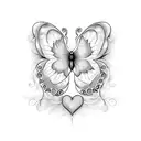 heart shaped butterfly tattoo design idea