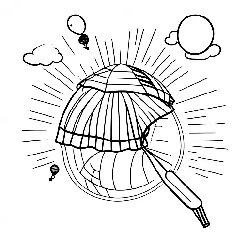 little boy watching his balloon fly into the sky tattoo design idea