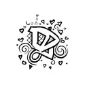 letters N,J and N with hearts tattoo design idea