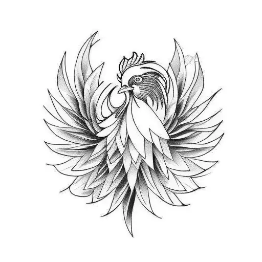 black rooster  tattoo design idea