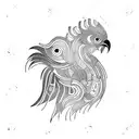 black rooster  tattoo design idea