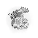 black rooster  tattoo design idea