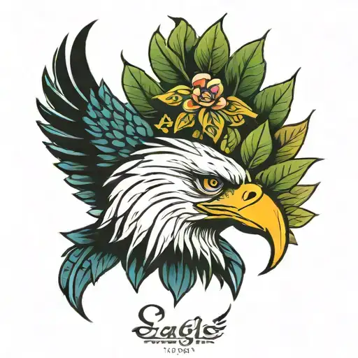 eagle head with laurel tattoo design idea