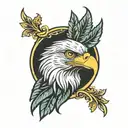 eagle head with laurel and scroll tattoo design idea