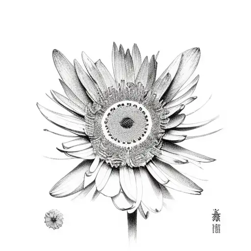 Aster, flower, immer good vibes tattoo design idea