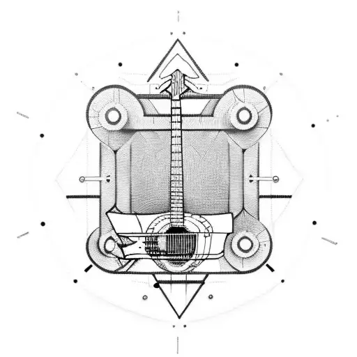 industrial styled guitar tattoo design idea