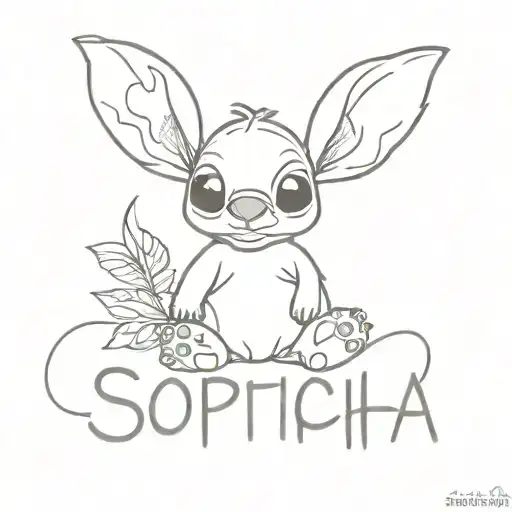 stitch and the name Sophia tattoo design idea
