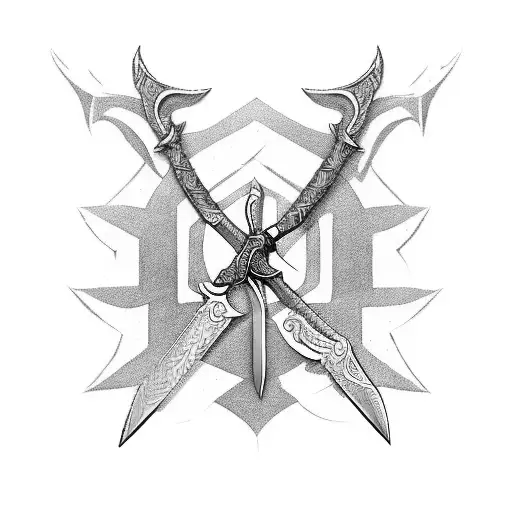 a sword around a cloak tattoo design idea