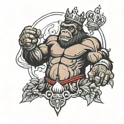 king kong with a crown 👑  tattoo design idea