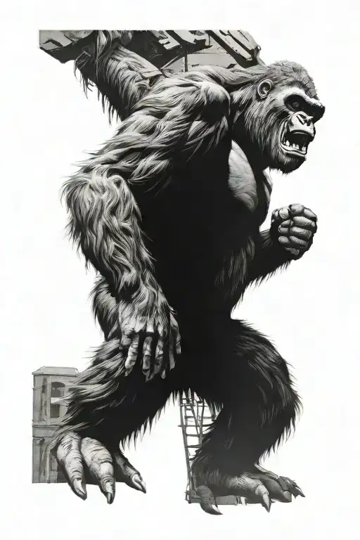 king kong hanging tattoo design idea
