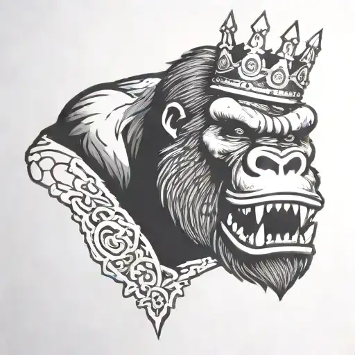 king kong with a crown 👑  tattoo design idea