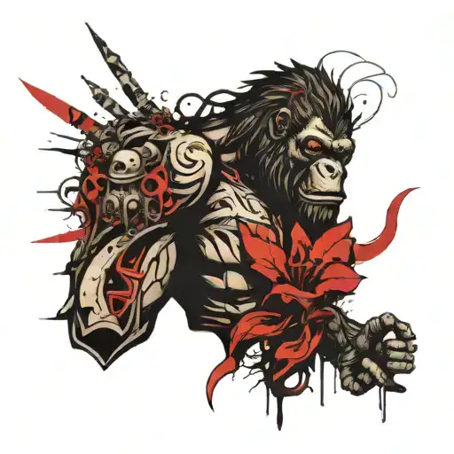 king kong furious medusa bust tattoo design idea