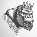 king kong with a crown 👑  tattoo design idea