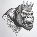 king kong with a crown 👑  tattoo design idea