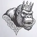 king kong with a crown 👑  tattoo design idea