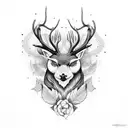 dark forest with moon deer and owl tattoo design idea