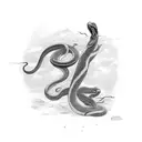 Crow  fighting a snake tattoo design idea