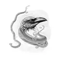 Crow and snake tattoo design idea