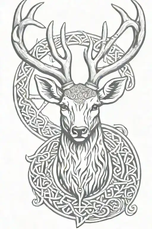 celtic deer head tattoo design idea
