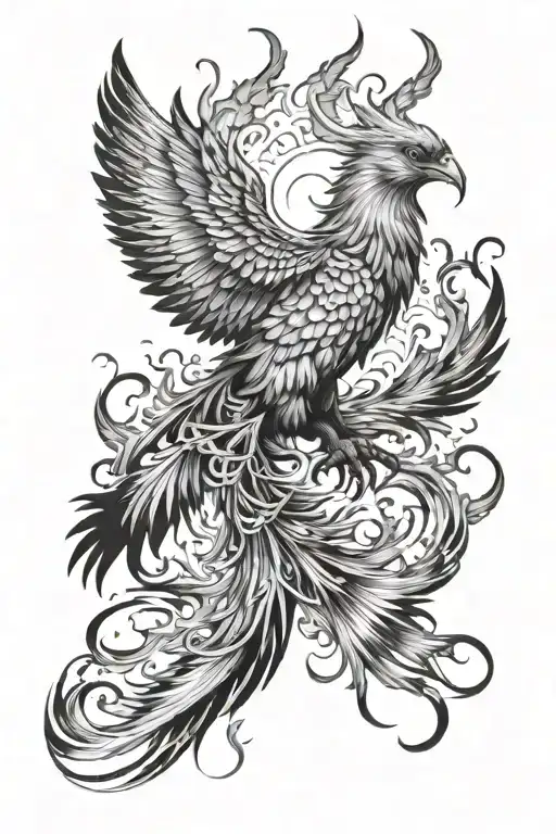 phoenix rising from the ashes rising black grey tattoo tattoo design idea