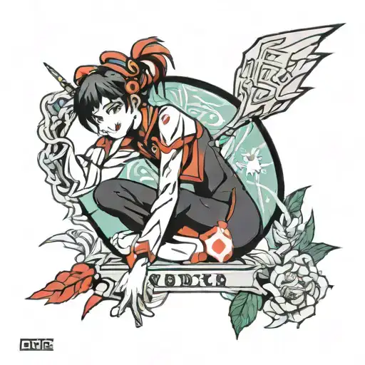 asuka lengle from evangelion with beautiful design tattoo design idea