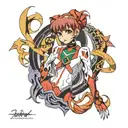 asuka lengle from evangelion in onime style with beautiful design tattoo design idea