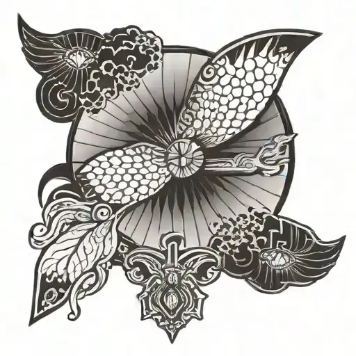 Combine a traditional Japanese fan with BoA's logo in a sleek and modern design tattoo design idea