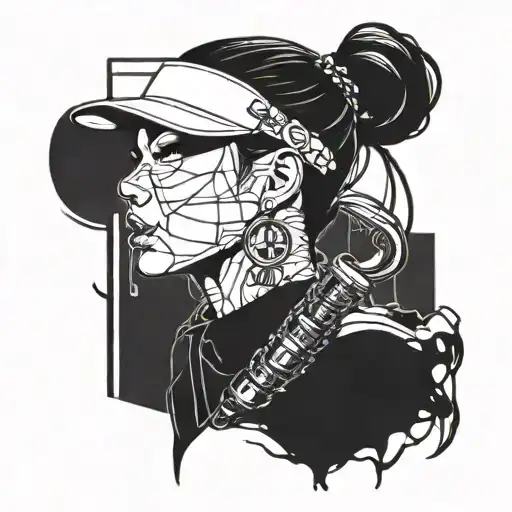 Incorporate Kpop elements such as microphones, music notes, and lyrics into a design featuring BoA's iconic silhouette tattoo design idea