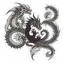 Create a tattoo featuring a Kpop-inspired dragon with lyrics from BoA's songs as the flames tattoo design idea
