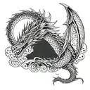 Create a tattoo featuring a Kpop-inspired dragon with lyrics from BoA's songs as the flames tattoo design idea