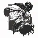 Incorporate Kpop elements such as microphones, music notes, and lyrics into a design featuring BoA's iconic silhouette tattoo design idea