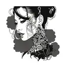 Incorporate Kpop elements such as microphones, music notes, and lyrics into a design featuring BoA's iconic silhouette tattoo design idea