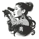 Incorporate Kpop elements such as microphones, music notes, and lyrics into a design featuring BoA's iconic silhouette tattoo design idea