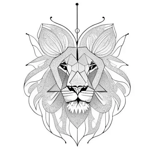 Lion with butterfly on nose tattoo design idea
