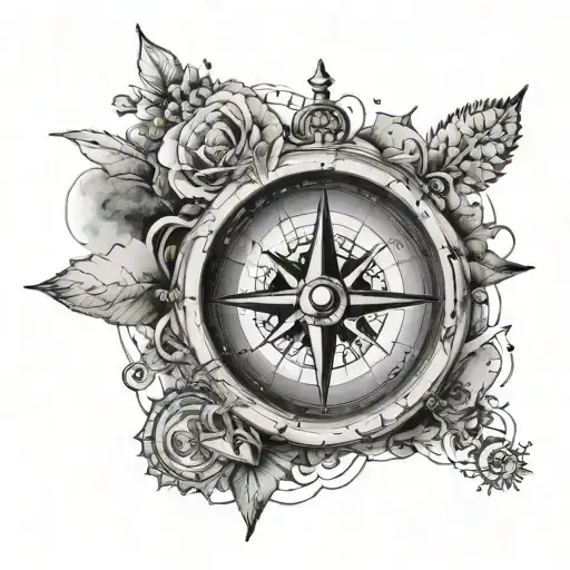 important location coordinates with a compass  tattoo design idea