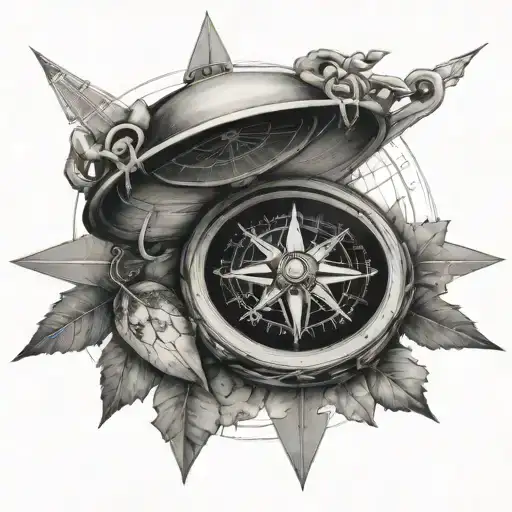 compass with earth globe background tattoo design idea