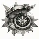 compass with earth globe background tattoo design idea