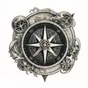 compass with earth globe background tattoo design idea