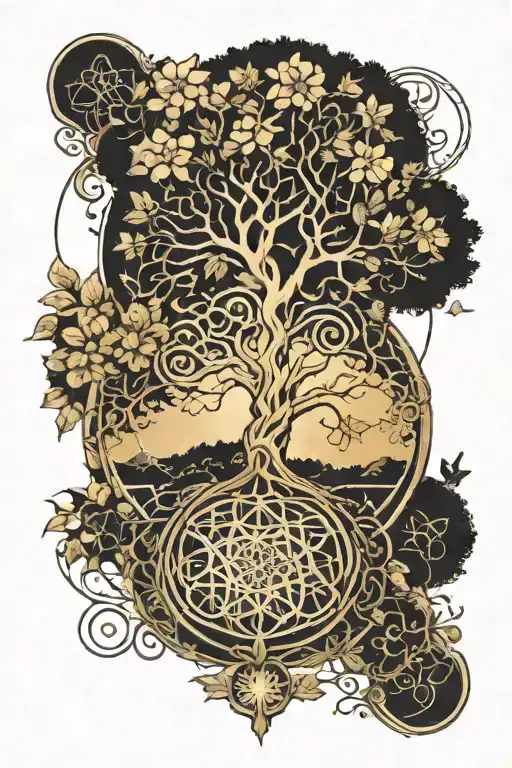 tree of life sacred geometry golden ratio tattoo design idea