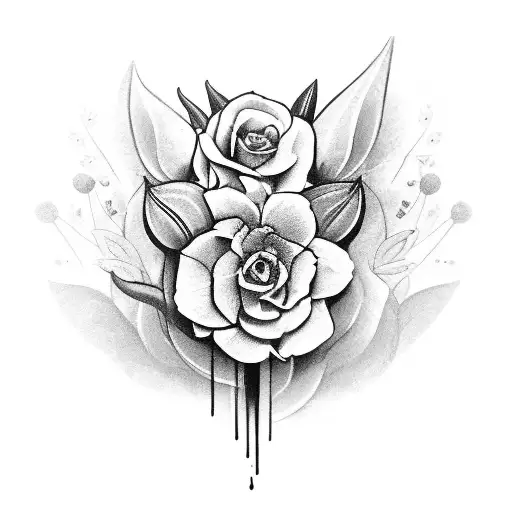 cool taurus bull with tulips flowers tattoo design idea