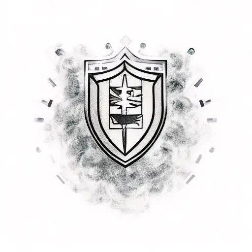 shield on fire tattoo design idea