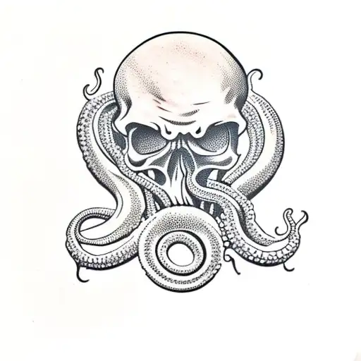 Tentacle Skull  tattoo design idea