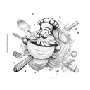chef sleeve vegetables tattoo design idea